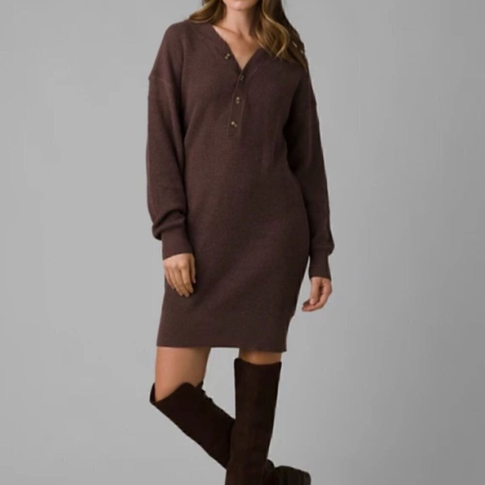 NWT Prana Milani Henley Dress in Clove - Size Small